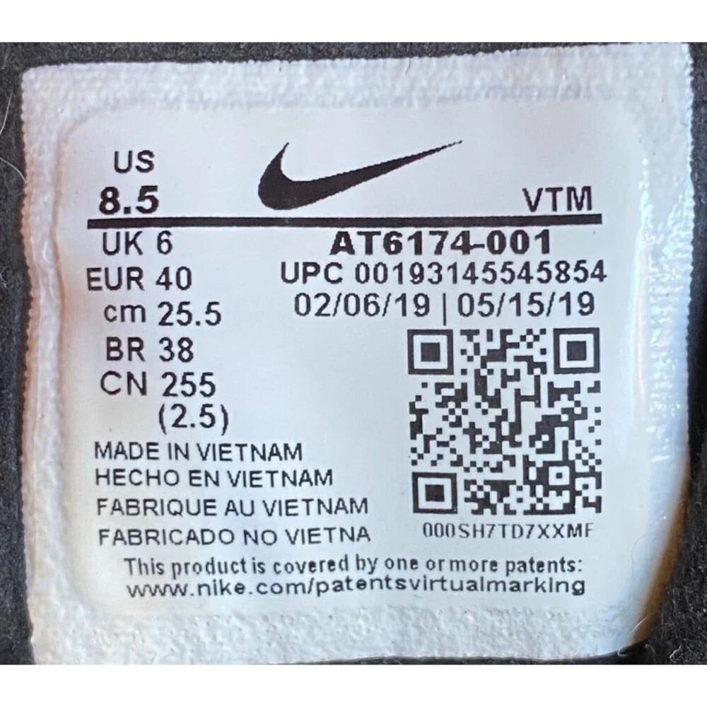 Nike Air Max 270 React AT6174-001 2019 Size to 8.5 Running Shoes Gray Black